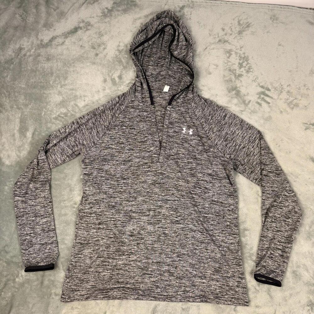Under Armour Women’s Gray Heather Hoodie Henley Pullover Tech Twist Size L
